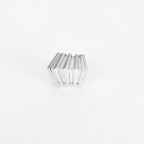 Boucles d'oreilles Boucles d'oreilles or blanc poli et granité à motif géométrique 58 Facettes
