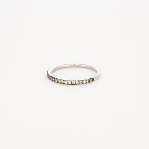 Bague 56 Demie alliance or blanc diamants bruns 58 Facettes 311919