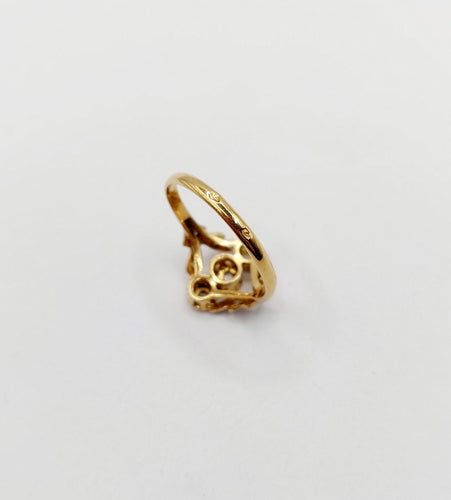Bague 52 Bague antique diamants taille roses en or 18k monture fleurie 58 Facettes A06398