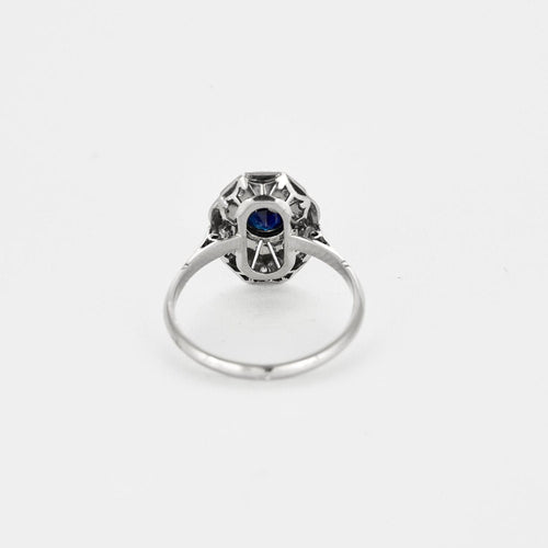 Bague 56 Bague art déco platine et or blanc, saphir et diamants 58 Facettes GULK189