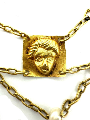 Collier Collier draperie 19ème or jaune et perles 58 Facettes