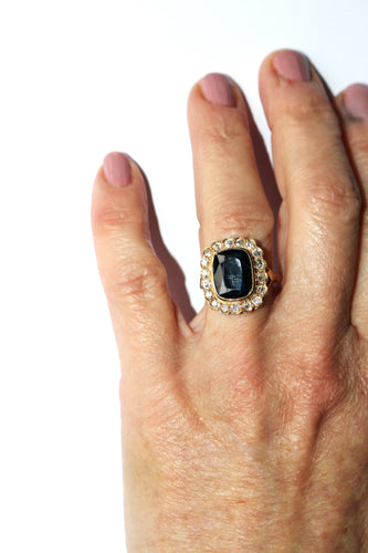 Bague 52 Bague Vintage Or Jaune Saphir Bleu Intense 58 Facettes 576
