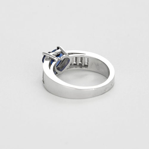 Bague 53 Bague jonc or gris, saphir et diamants 58 Facettes EB2
