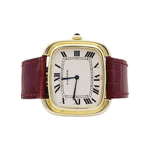 Montre Montre Cartier, « Square » en or jaune et cuir. 58 Facettes 35327