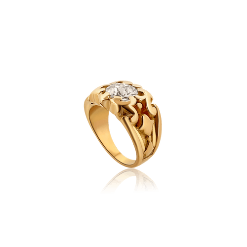 Bague Bague en or jaune et diamants de style Belle Époque français 58 Facettes F17