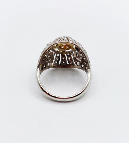 Bague 52 Bague boule Art Déco or blanc, diamant taille rose (circa 1920) 58 Facettes A04623