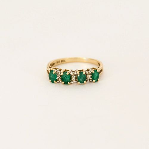Bague 52.5 Bague or jaune rivière d'émeraudes 58 Facettes LP924