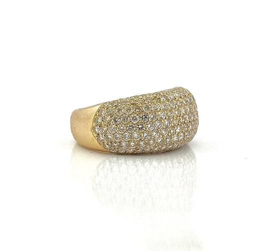 Bague 59 Bague bombée or jaune pavage de diamants 58 Facettes