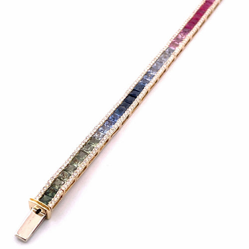 Bracelet Bracelet raimbow or 18 carats multi-saphirs et diamants 58 Facettes