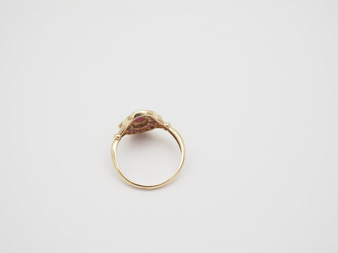Bague 53 Bague or jaune 750 mil et rubis 58 Facettes