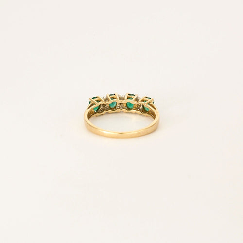 Bague 52.5 Bague or jaune rivière d'émeraudes 58 Facettes LP924