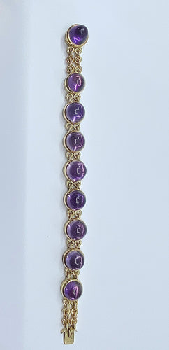 Bracelet Bracelet en or 18 carats sertie de 9 améthystes en cabochon 58 Facettes AB88