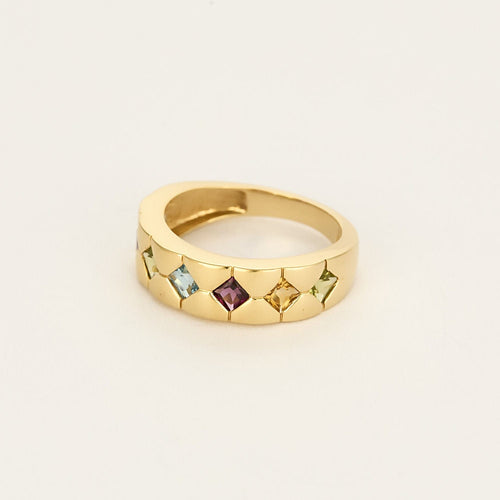 Bague jonc matelassée sertie de quartz de couleurs