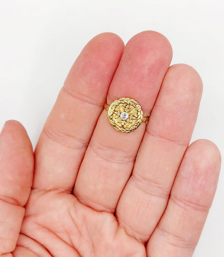 Bague 51 Bague art deco or jaune 18k diamant et couronne de lauriers (circa 1920) 58 Facettes A06161