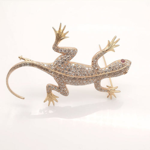 Broche Broche salamandre Or rose Diamants 6.94 ct 58 Facettes