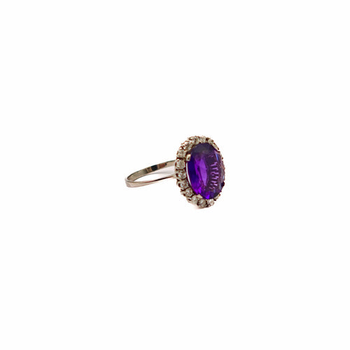 Bague 57 Bague en or blanc, améthyste et diamants 58 Facettes 21000942