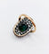 Bague 54 Bague marquise antique en or rose 18k et argent, doublet grenat vert et diamants 58 Facettes A06674