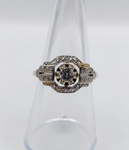 Bague 55 Bague tank Art déco en platine et diamant 0,25 carat (circa 1920) 58 Facettes A06508