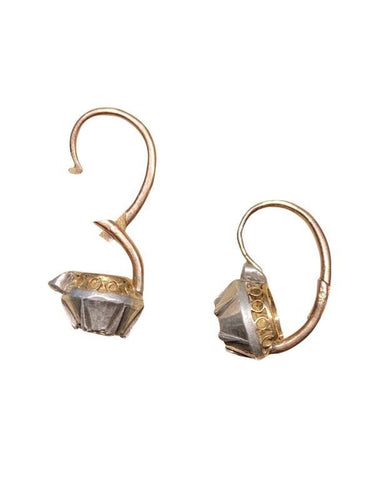 Boucles d'oreilles Paire de dormeuses, en or rose 18k et argent 58 Facettes