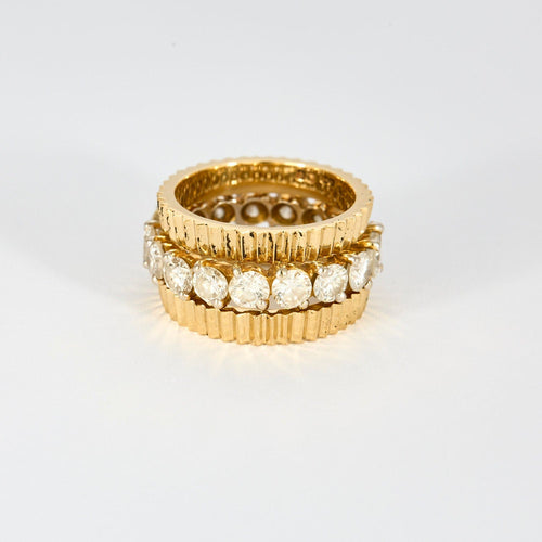 Bague 56 Anneaux ou double bague en or jaune 18K pour encercler une alliance 58 Facettes