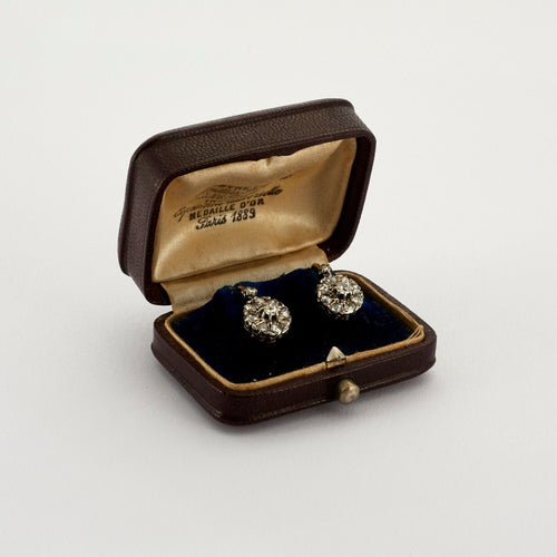 Boucles d'oreilles Boucles d'oreilles marguerites diamants or rose et gris 58 Facettes