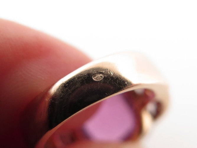 Bague 52 bague en or rose 18k 14gr t52 cabochon amethyste sertie 46 diamants 0.75 ct 58 Facettes 264003