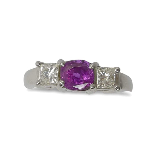 Bague 50 Bague or saphir rose 1 ct et diamants 0,60ct 58 Facettes 00045001