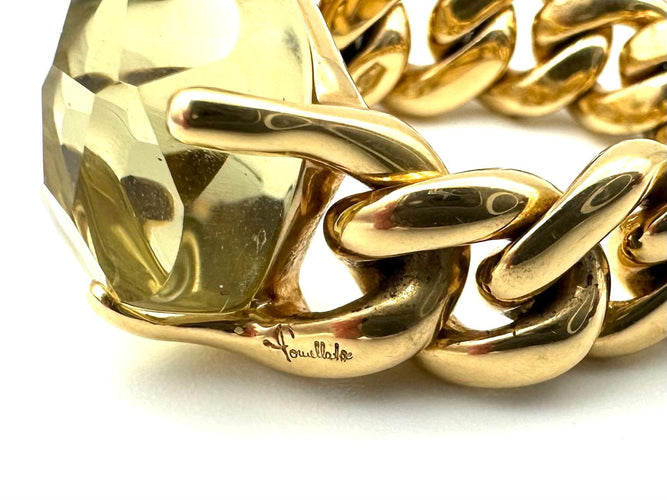 Bague POMELLATO. Collection "Lola", bague or jaune 18K et quartz lemon 58 Facettes