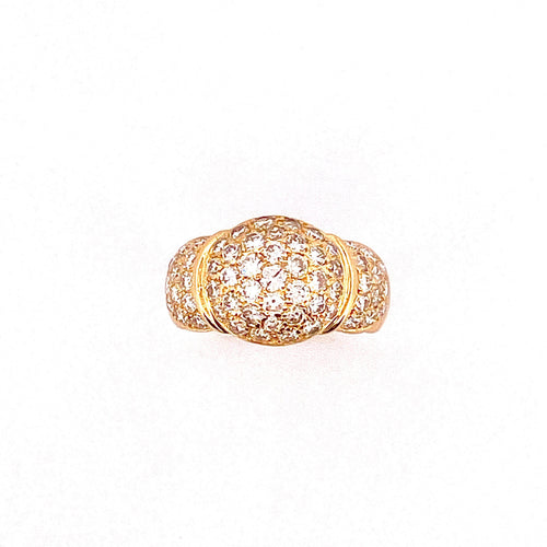 Bague 56 Bague dôme en or jaune 18 carats sertie de diamants 58 Facettes