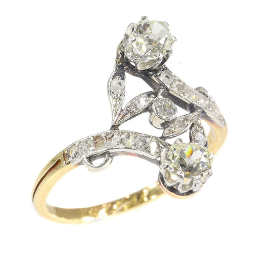 Vintage Belle Epoque diamond toi et moi engagement ring