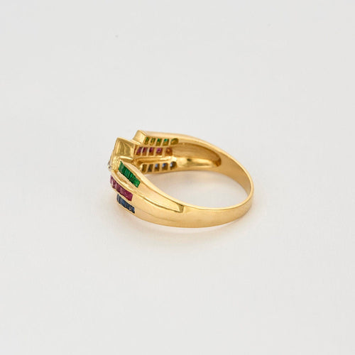 Bague 53 Bague or jaune, rubis, émeraude, saphir et diamants 58 Facettes ENG105722