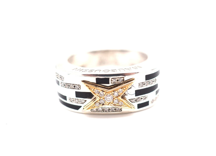Bague 55 Bague Mauboussin en argent 925 et or 750, diamants et laques 58 Facettes