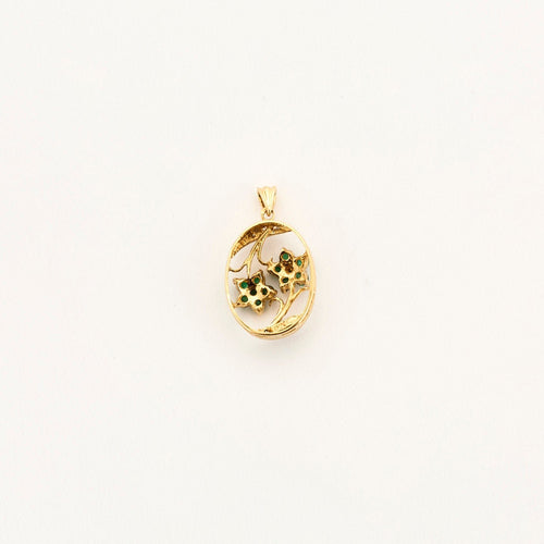 Pendentif Pendentif Fleur or jaune et blanc émeraudes et diamants 58 Facettes LP949/BET