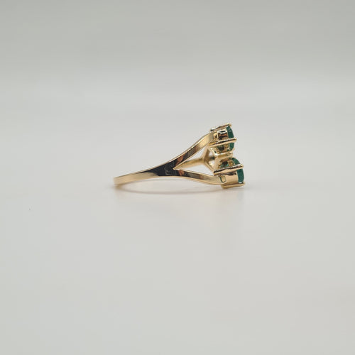 Bague 53 Bague "toi et moi" or jaune 18 carats sertie de 3 émeraudes 58 Facettes