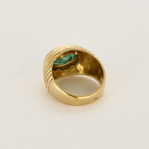 Bague 54 Bague dôme en or jaune et émeraude 58 Facettes TAR1358