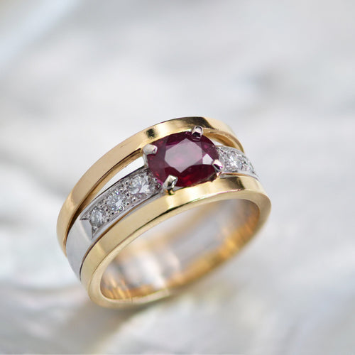 Bague rubis diamants 2 ors