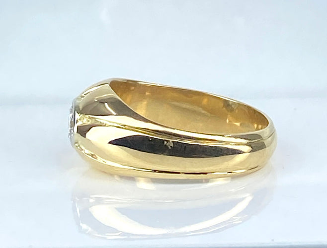 Bague 58 Bague jonc en or jaune et diamants 58 Facettes AB590bis