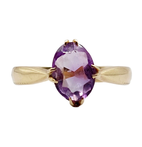 Bague 53.5 Bague cocktail art deco or jaune 18k ornée d'une améthyste 2,12 carats en sertis griffes 58 Facettes A04967