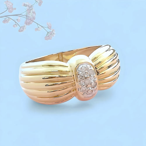 Bague 53.5 Bague godronnée Diamants Or 2 tons 58 Facettes AA 1726