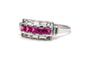 Bague 57 Bague Art Déco or blanc sertie de rubis de synthèse et de zirconiums 58 Facettes 22917