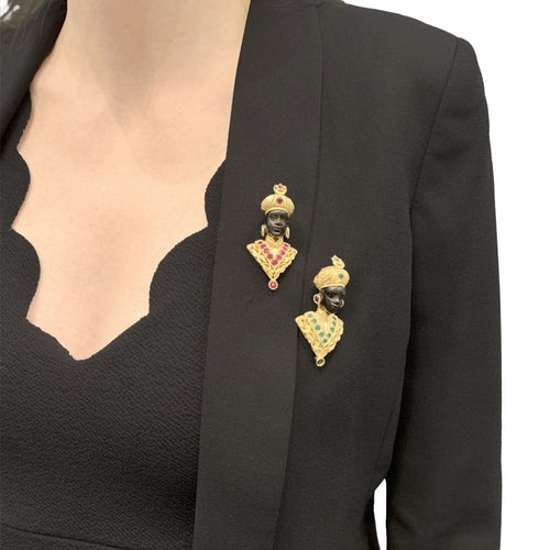 Broche Broche G.NARDI, "Moretto", or jaune, rubis, ébène. 58 Facettes 34878