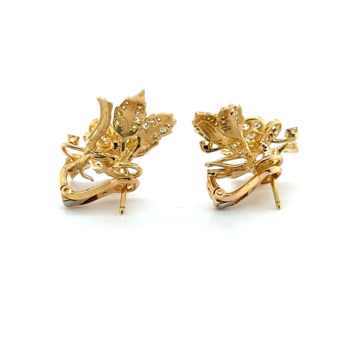 Boucles d'oreilles Boucheron - Boucles d’oreille « Fleur » Or jaune et Diamants 58 Facettes 3007/22