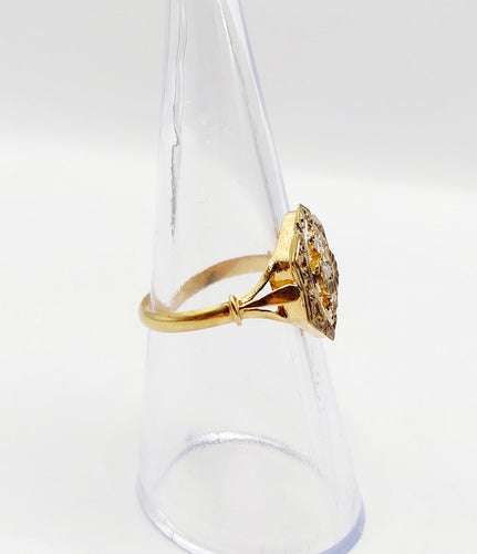 Bague 53.5 Bague marquise Art Déco or jaune, diamant taille rose (circa 1910) 58 Facettes A06376
