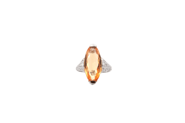 Bague 53 Bague platine, topaze 7,60cts, diamants 58 Facettes 25649A-26069