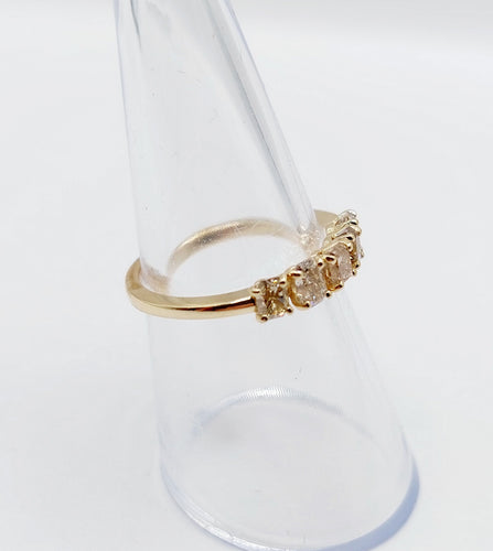 Bague 52.5 Demi alliance vintage or 14k et 0,95 carats diamants radiant Fancy Yellow 58 Facettes A06113