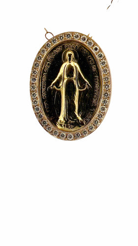 Collier Médaille miraculeuse en or et diamants sur chaîne coulissante 58 Facettes