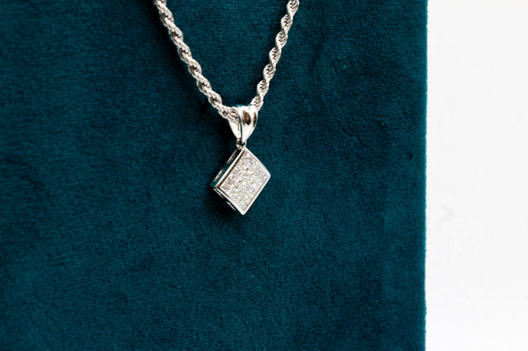 Pendentif Pendentif losange or blanc et diamants 58 Facettes 250147