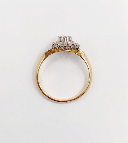 Bague 52.5 Bague marguerite victorienne or jaune, diamants taille rose (circa 1890) 58 Facettes A06138