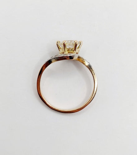 Bague 54.5 Bague tourbillon antique en or 18k et platine, diamant taille ancienne 1,35 ct 58 Facettes A06442
