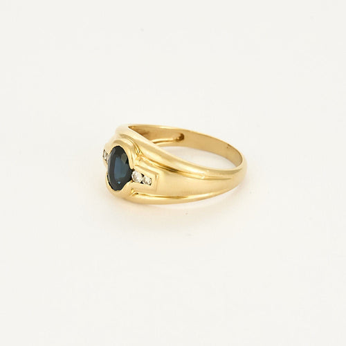 Bague 53 Bague en or jaune, saphir et diamants 58 Facettes GU00016X3